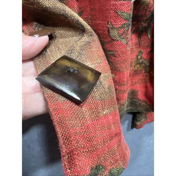 Vintage Painted Pony Jacket Tapestry Birds Floral 3 Button Cotton Womens Size M - Picture 4 of 10